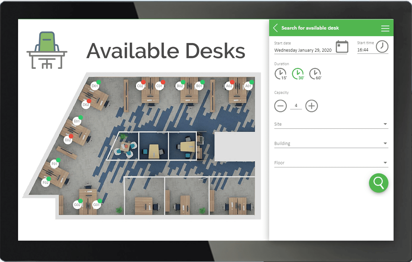 Logiciel de gestion des espaces de travail et smart building