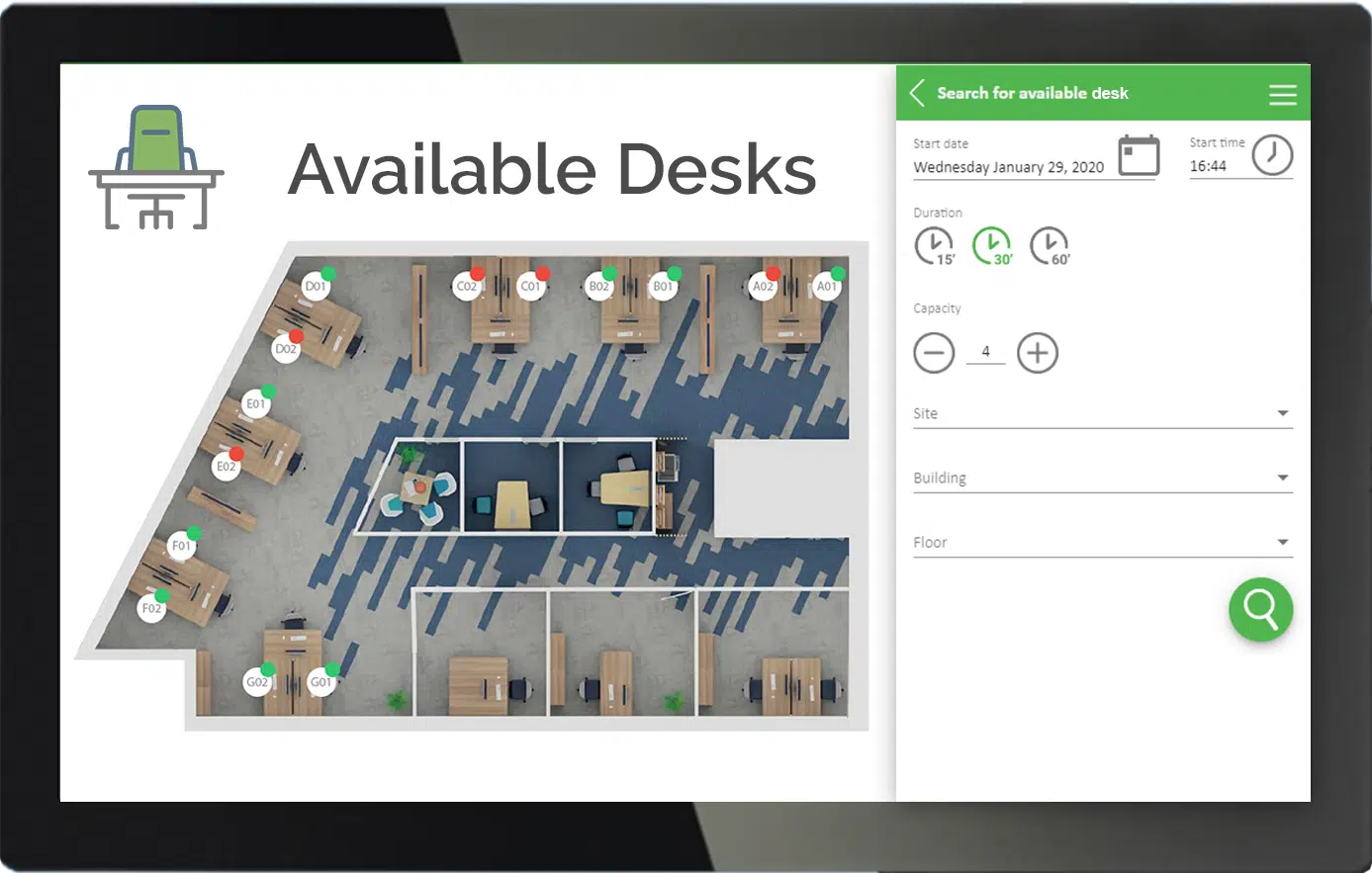 Logiciel de gestion des espaces de travail et smart building