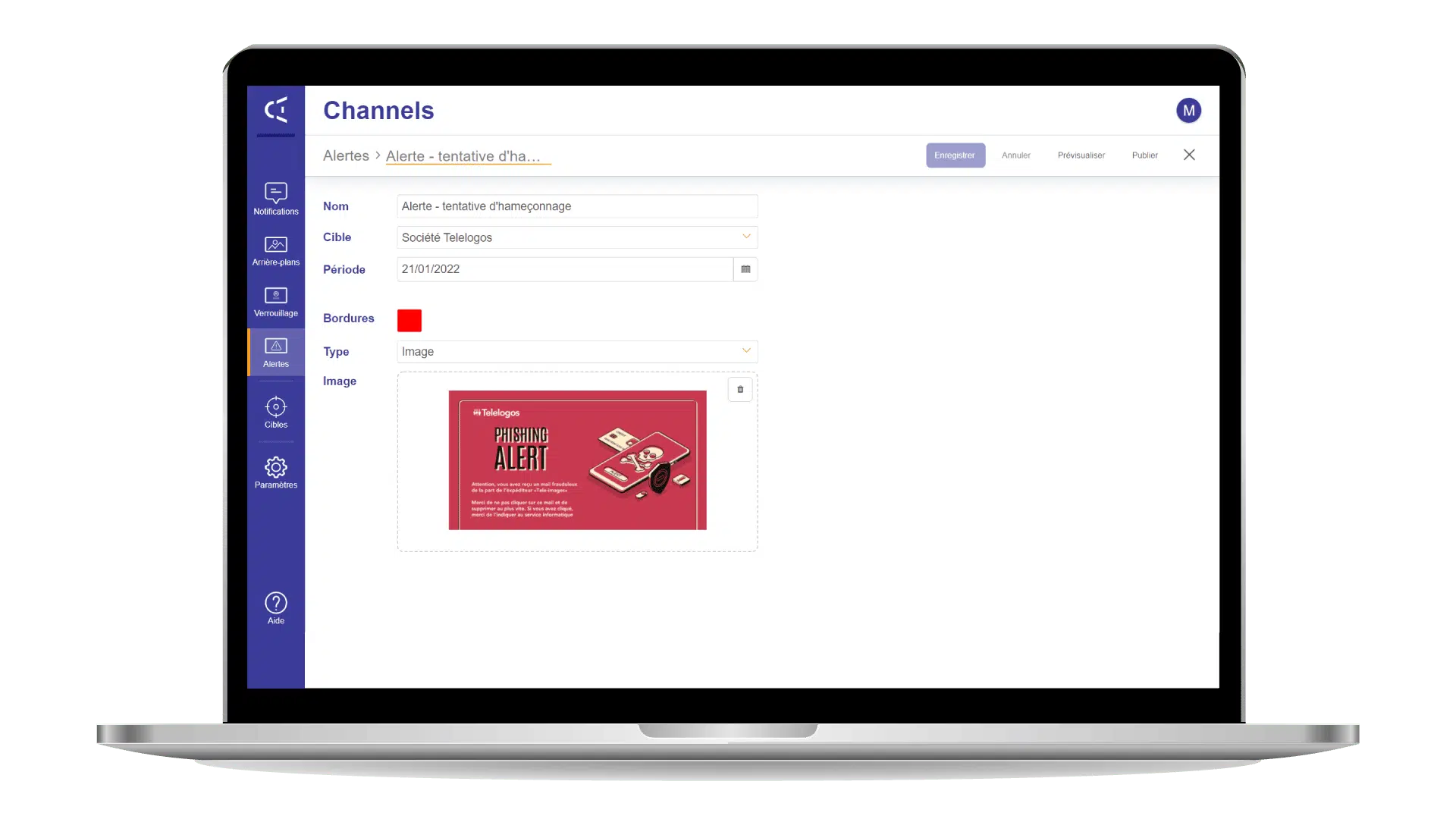 Interface d'un outil de communication interne