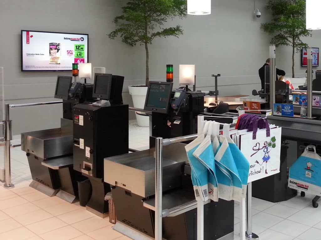 Exemple d'affichage dynamique en caisse en grande surface