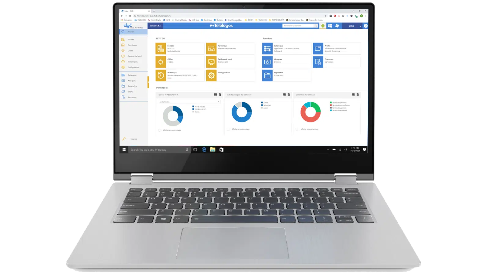 Interface de la solution MDM Clyd