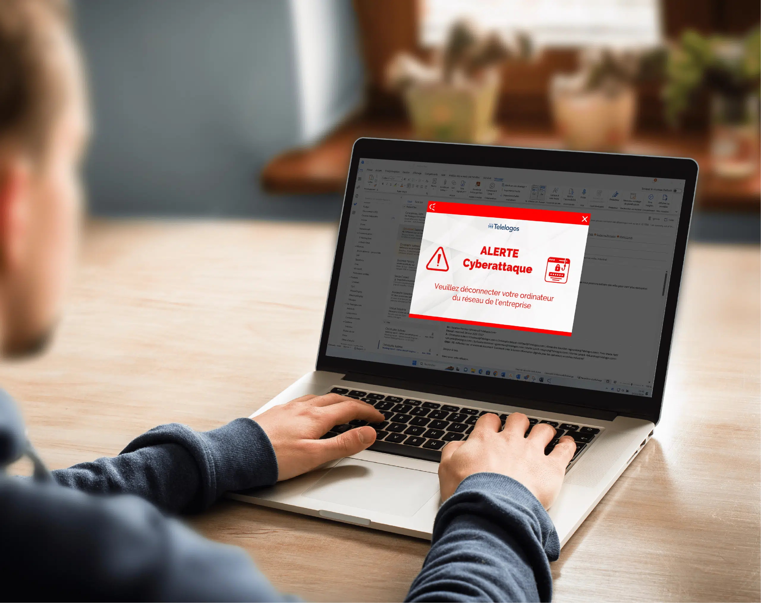 Exemple d'alerte envoyée grâce à un logiciel d'alerte en cas de cyberattaque