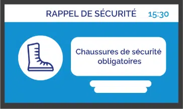 Exemple d'affichage dynamique pour la communication HSE en entrepôt