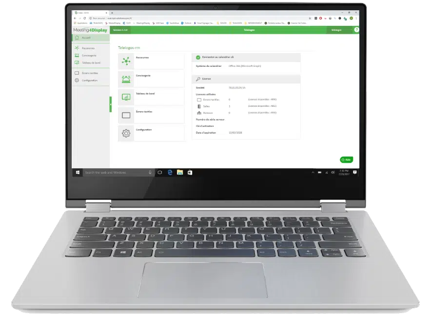 Backoffice de gestion des tablettes de réservation de salle de réunion