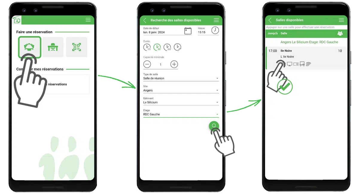 Tutoriel de réservation d'une salle de réunion via application mobile