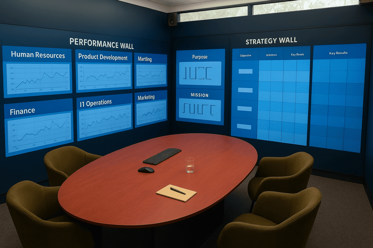 Obeya room digitale dans un environnement corporate